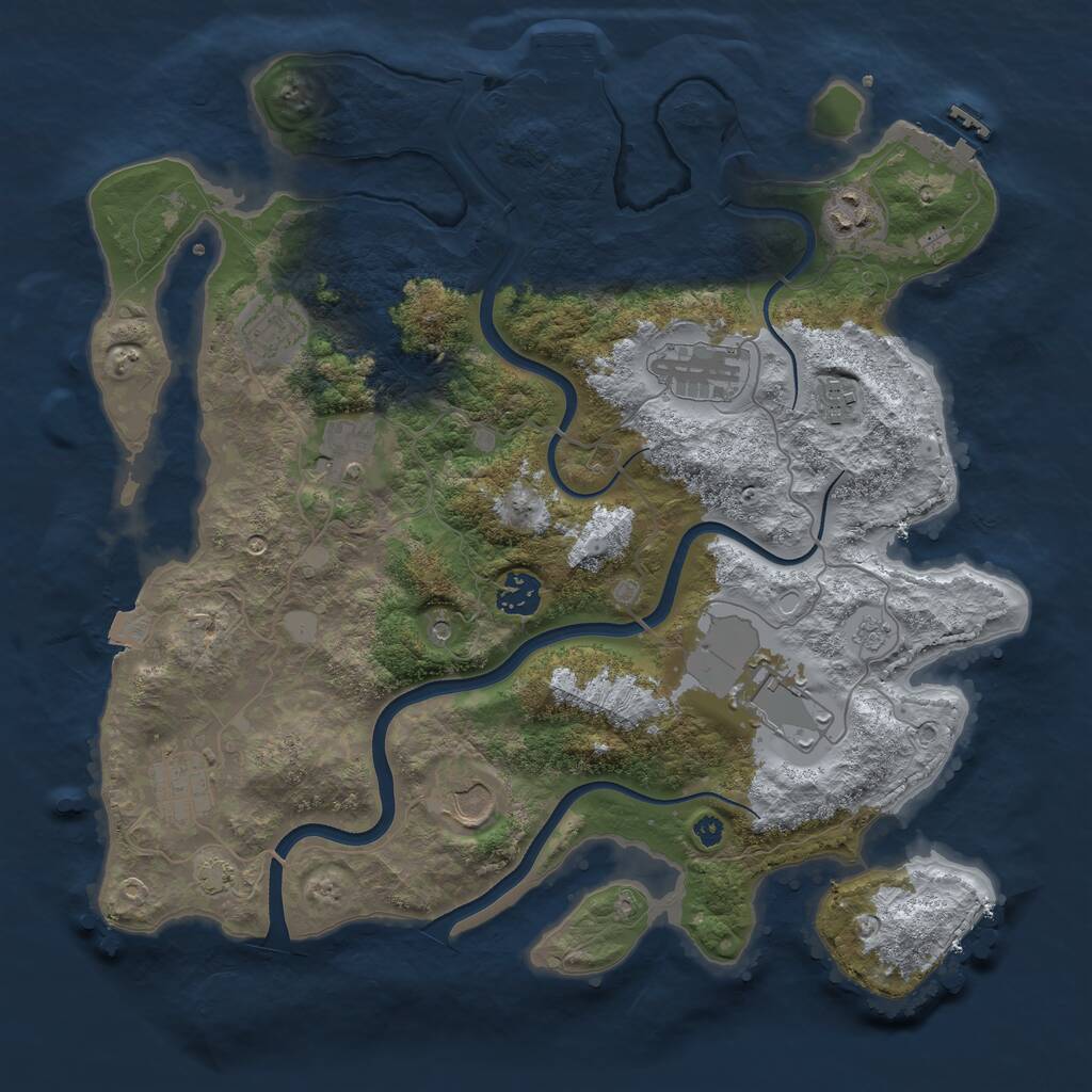 Rust Map: Procedural Map, Size: 3700, Seed: 4379926, 15 Monuments