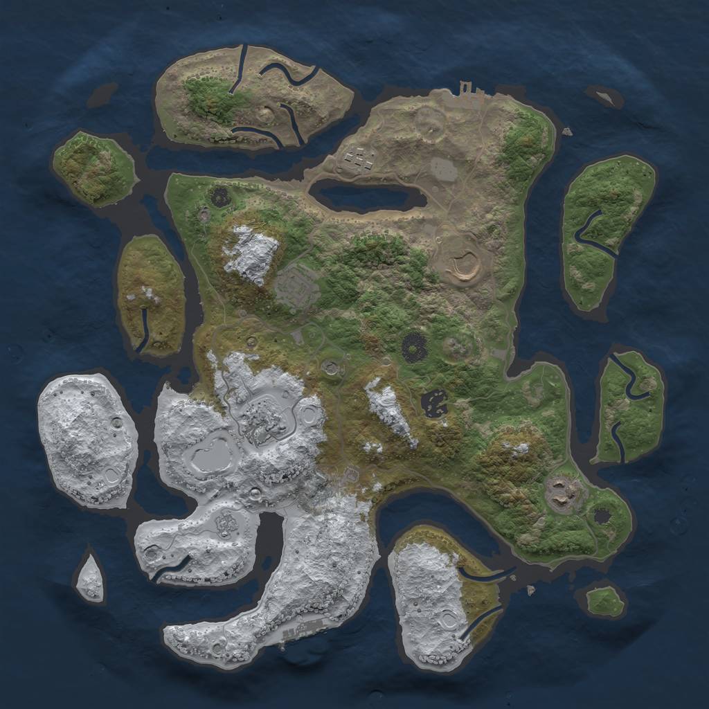 Rust Map: Procedural Map, Size: 3700, Seed: 1362610, 15 Monuments