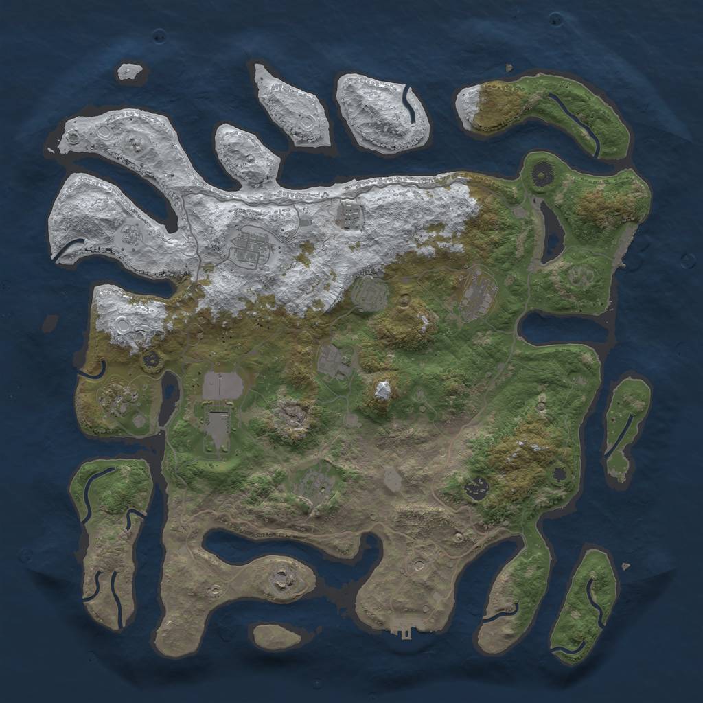 Rust Map: Procedural Map, Size: 4500, Seed: 1256726987, 19 Monuments