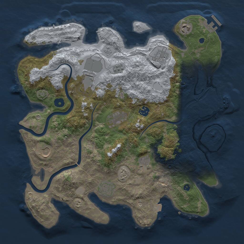 Rust Map: Procedural Map, Size: 3700, Seed: 4146363, 15 Monuments