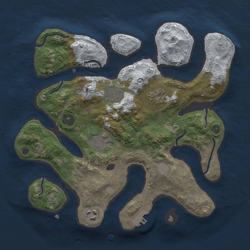 Rust Map: Procedural Map, Size: 3000, Seed: 887280, 12 Monuments