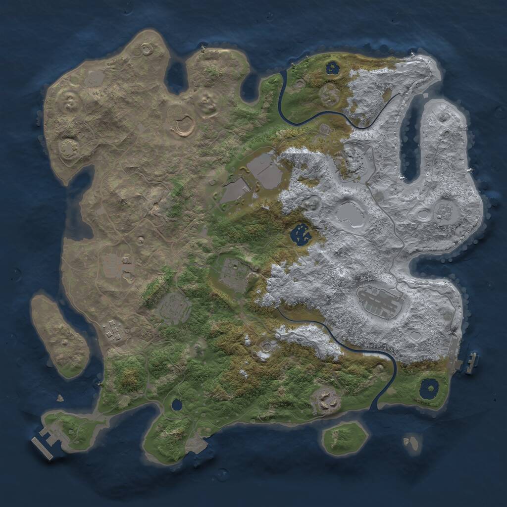Rust Map: Procedural Map, Size: 3700, Seed: 1609817, 16 Monuments