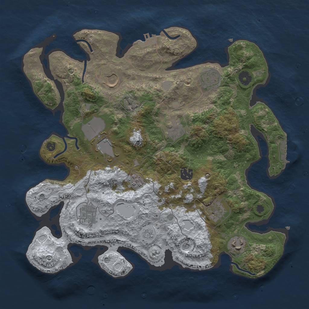 Rust Map: Procedural Map, Size: 3500, Seed: 1878258, 18 Monuments