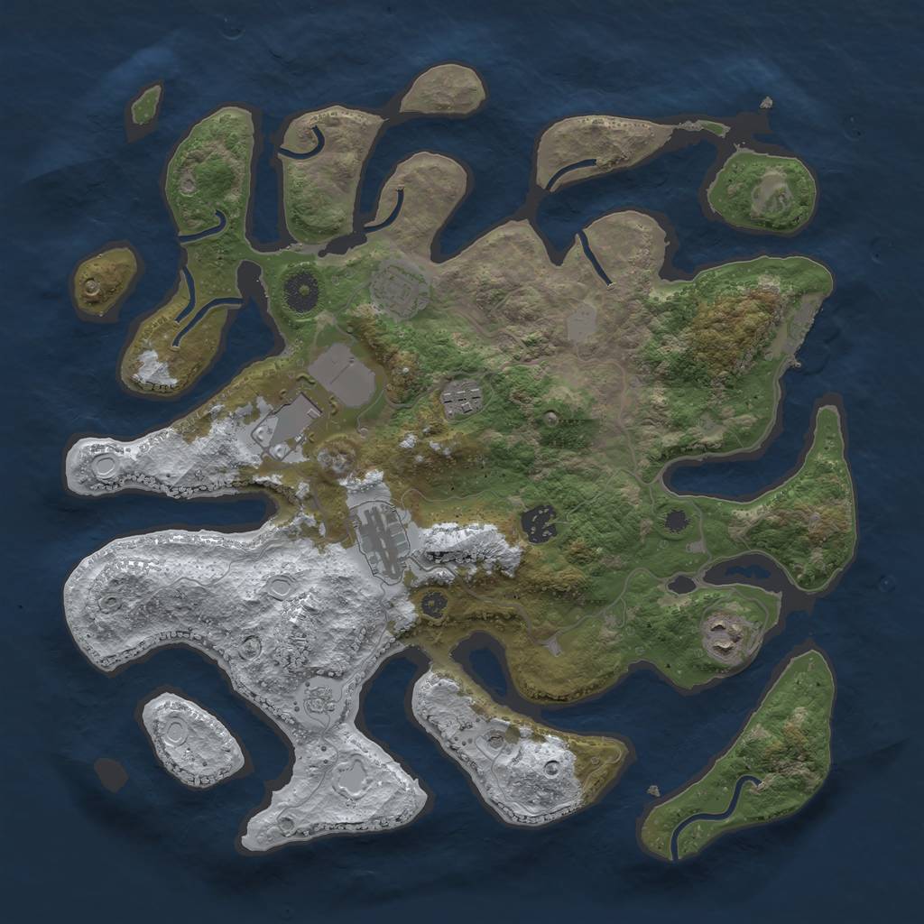 Rust Map: Procedural Map, Size: 3700, Seed: 245036, 14 Monuments