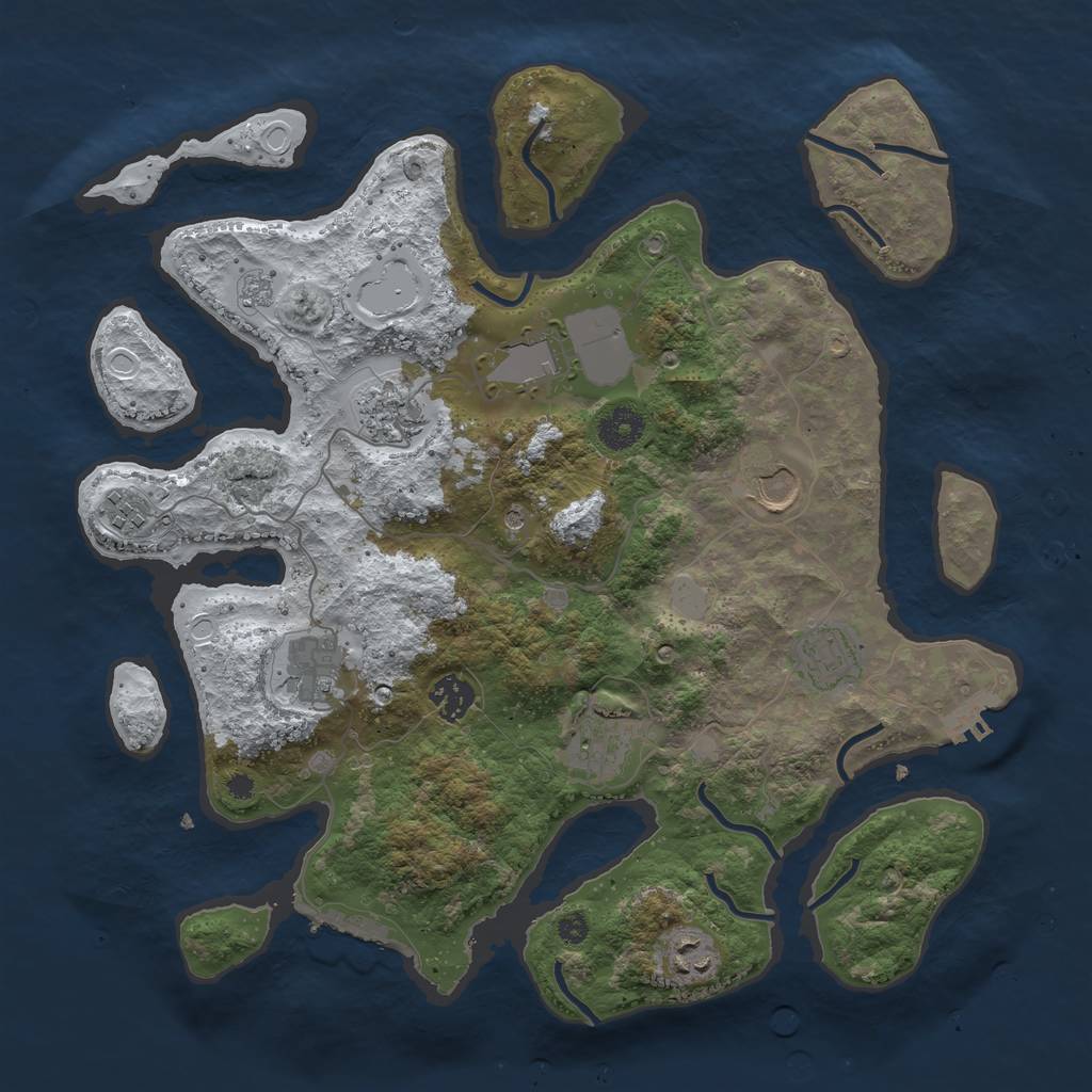 Rust Map: Procedural Map, Size: 3700, Seed: 337311, 18 Monuments