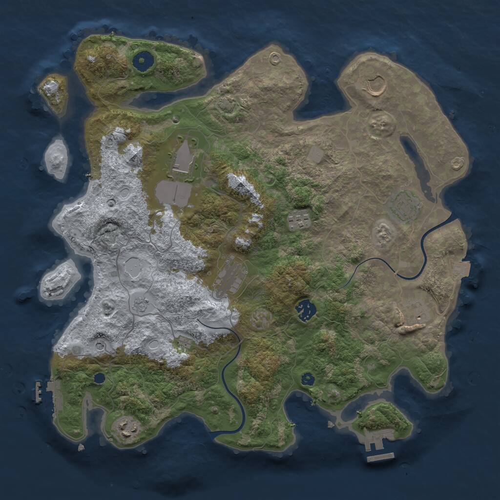 Rust Map: Procedural Map, Size: 3700, Seed: 1229520, 14 Monuments
