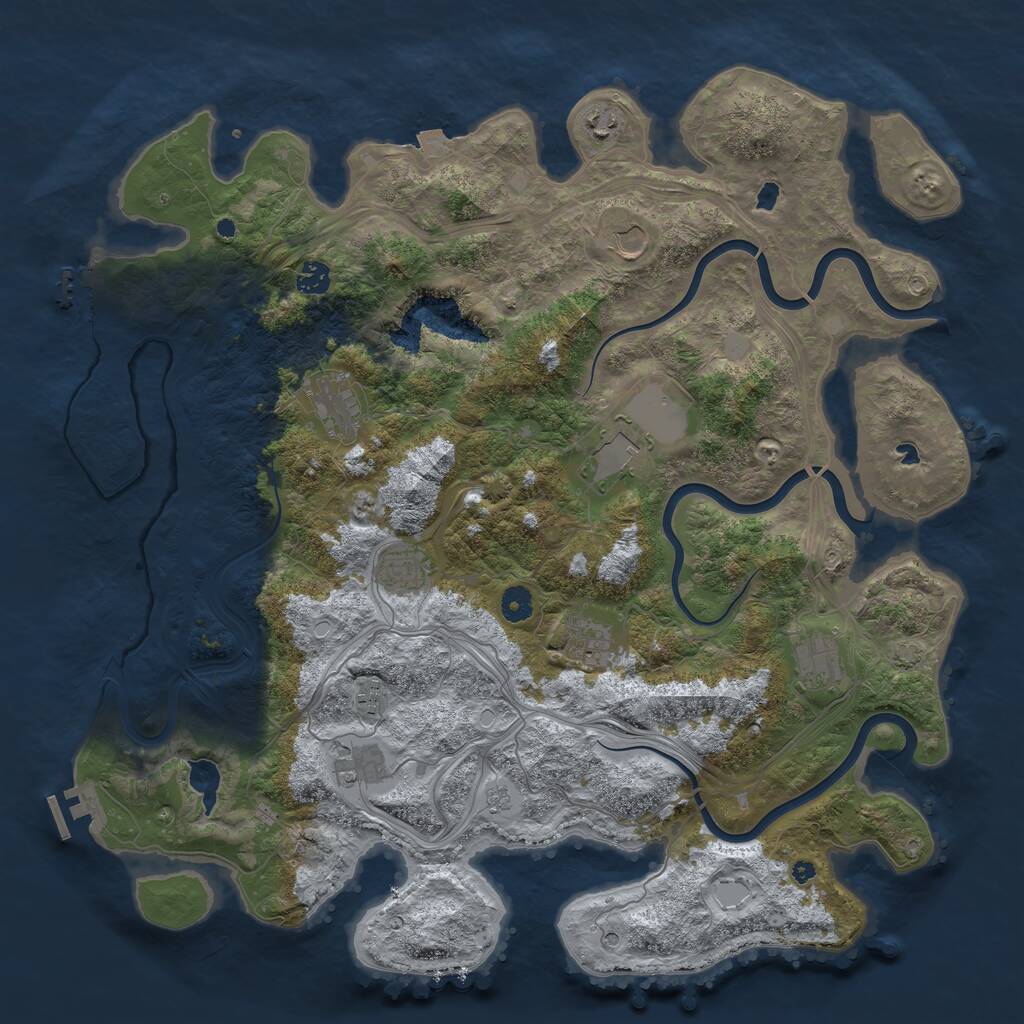 Rust Map: Procedural Map, Size: 4500, Seed: 3487954, 16 Monuments