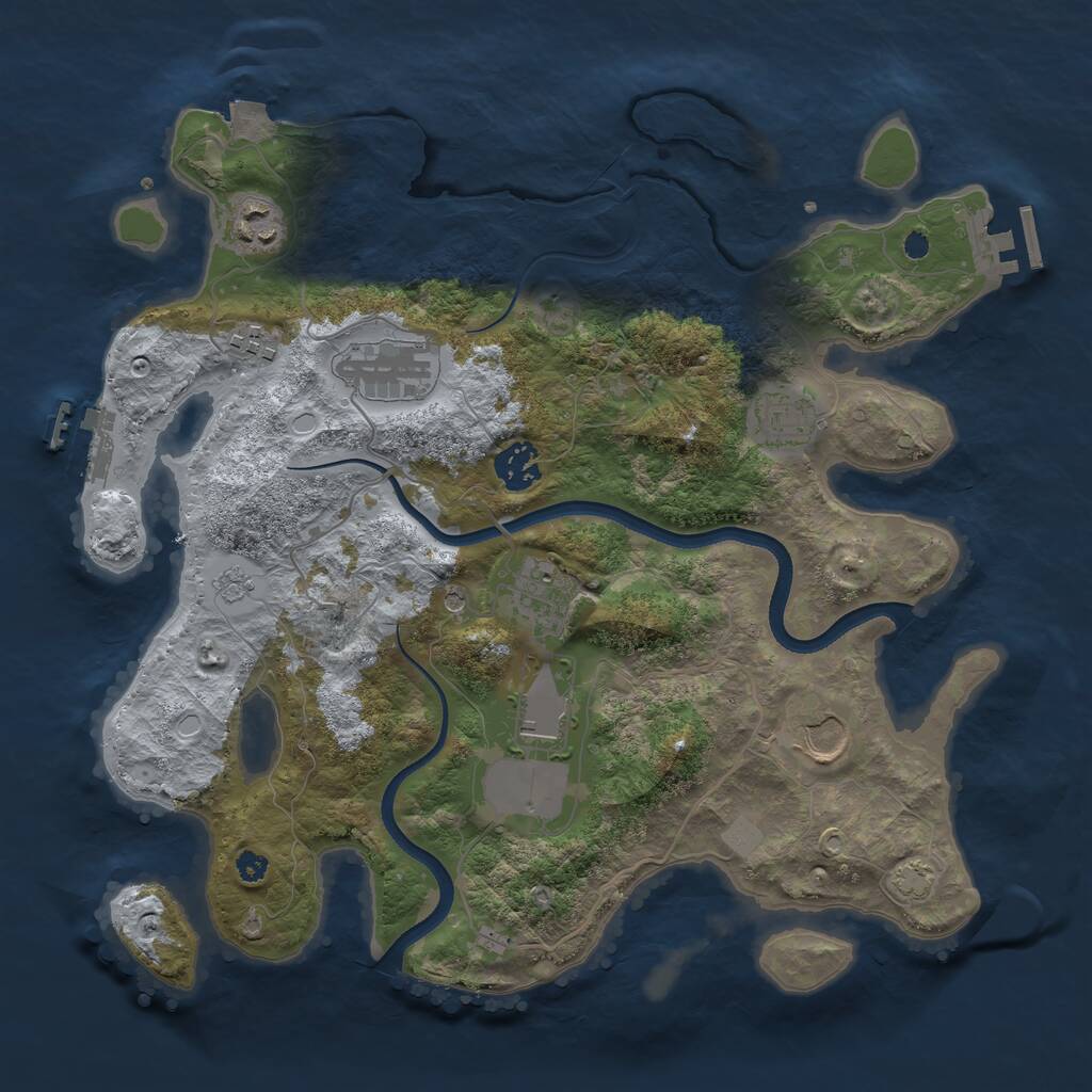 Rust Map: Procedural Map, Size: 3500, Seed: 883037, 14 Monuments