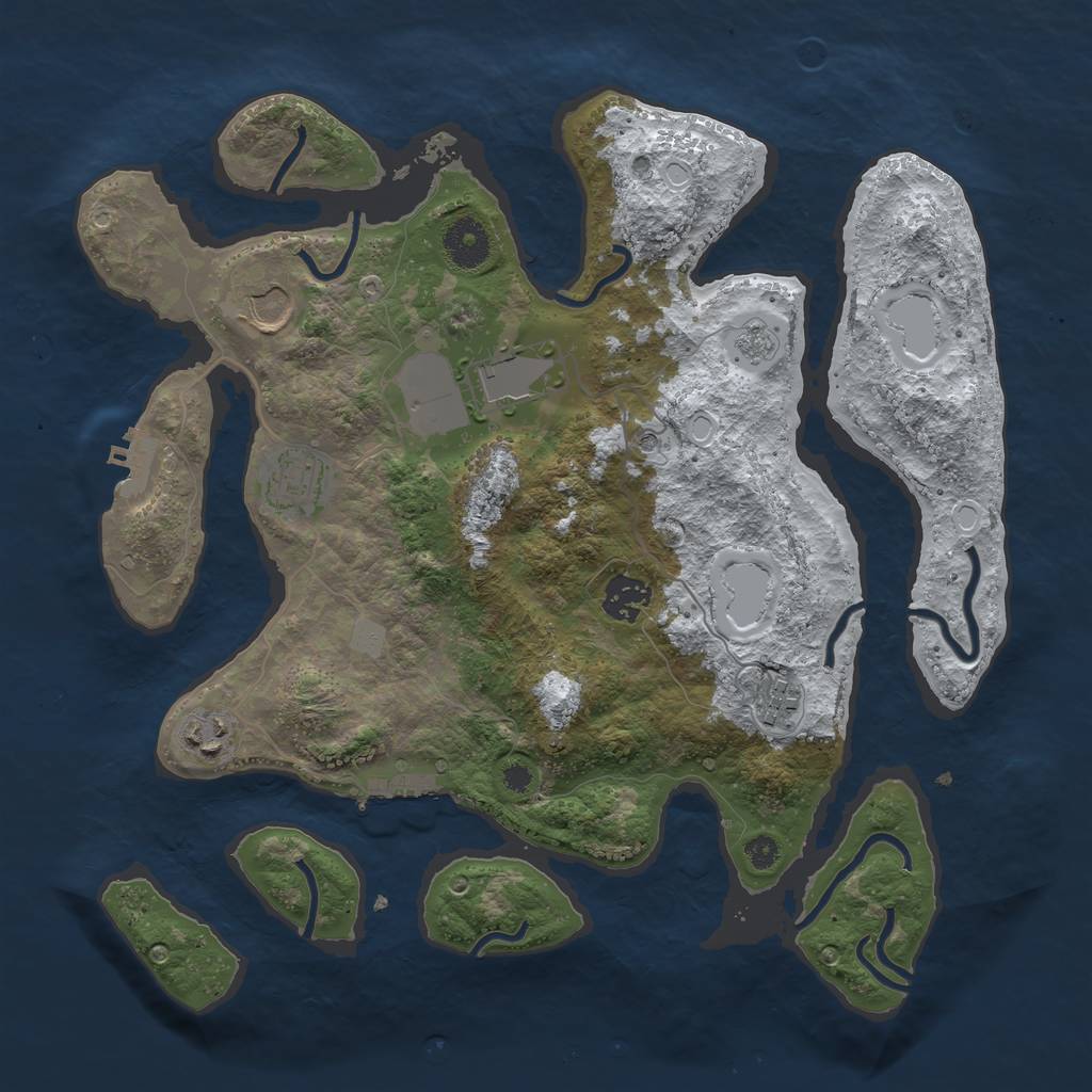 Rust Map: Procedural Map, Size: 3500, Seed: 4163568, 15 Monuments