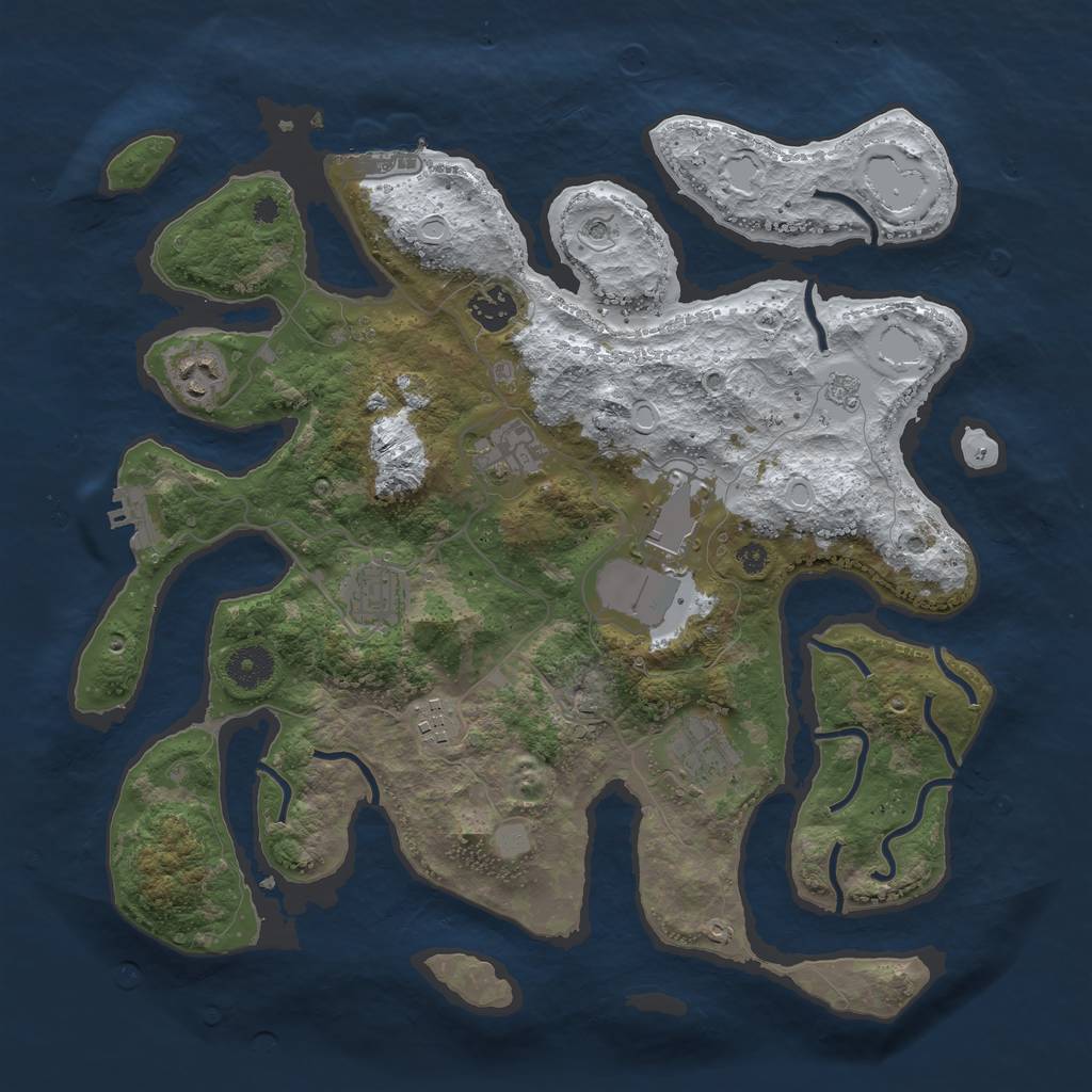 Rust Map: Procedural Map, Size: 3700, Seed: 3834807, 16 Monuments