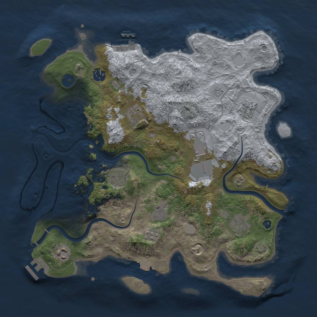 Rust Map: Procedural Map, Size: 3700, Seed: 3834807, 15 Monuments
