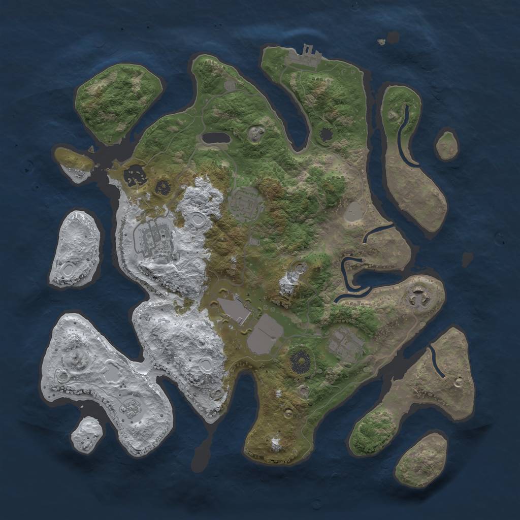 Rust Map: Procedural Map, Size: 3500, Seed: 3247519, 14 Monuments