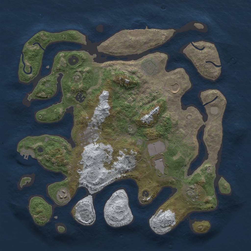 Rust Map: Procedural Map, Size: 3800, Seed: 142975, 17 Monuments