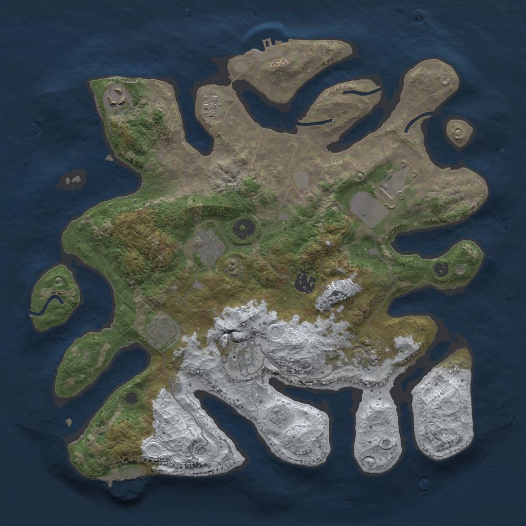Rust Map: Procedural Map, Size: 3700, Seed: 4943116, 17 Monuments