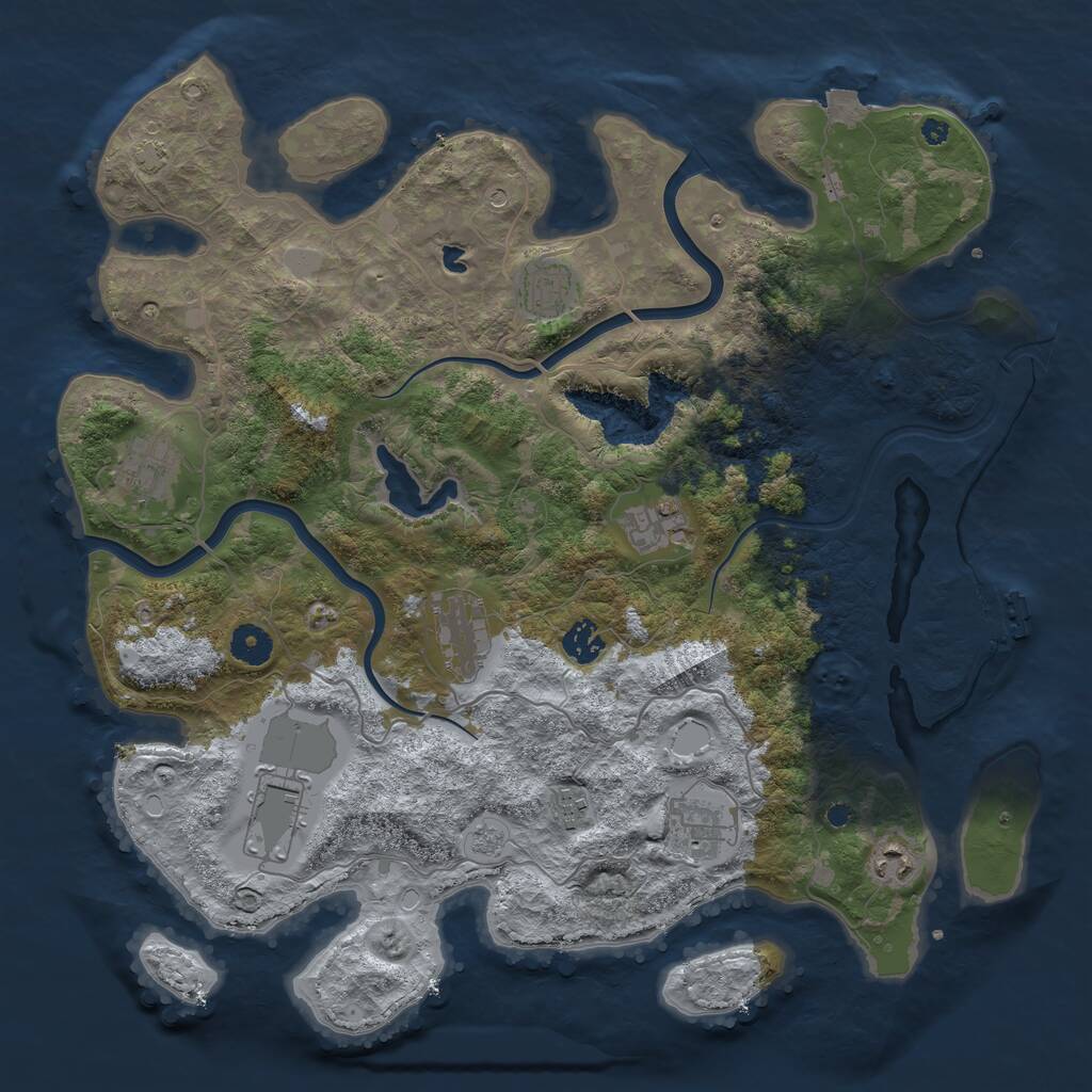 Rust Map: Procedural Map, Size: 4000, Seed: 1663686034, 14 Monuments