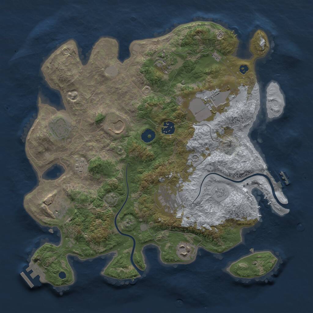 Rust Map: Procedural Map, Size: 3500, Seed: 3705429, 15 Monuments