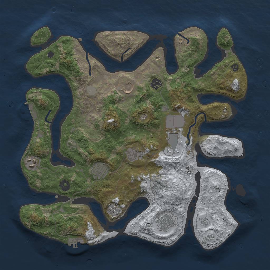 Rust Map: Procedural Map, Size: 3700, Seed: 3413628, 17 Monuments