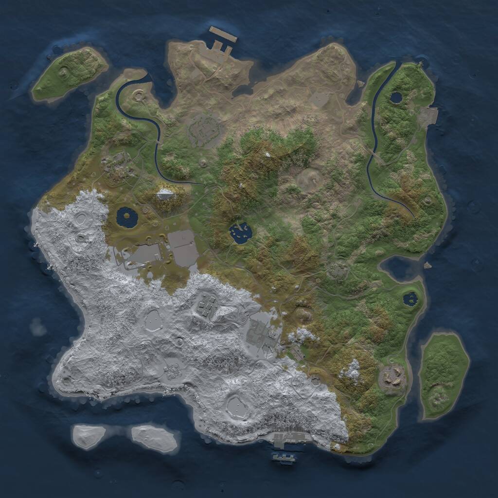 Rust Map: Procedural Map, Size: 3500, Seed: 5994656, 13 Monuments