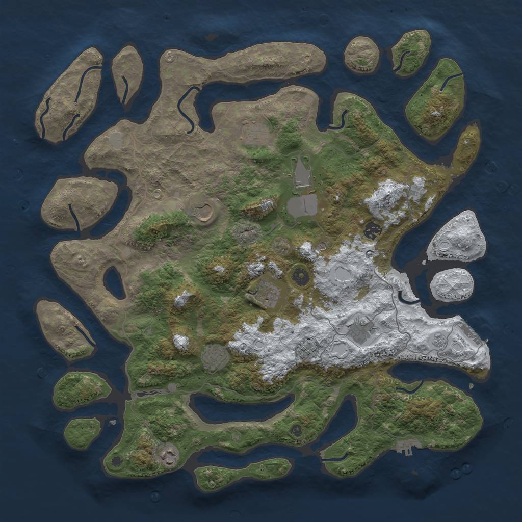Rust Map: Procedural Map, Size: 4500, Seed: 4070426, 18 Monuments