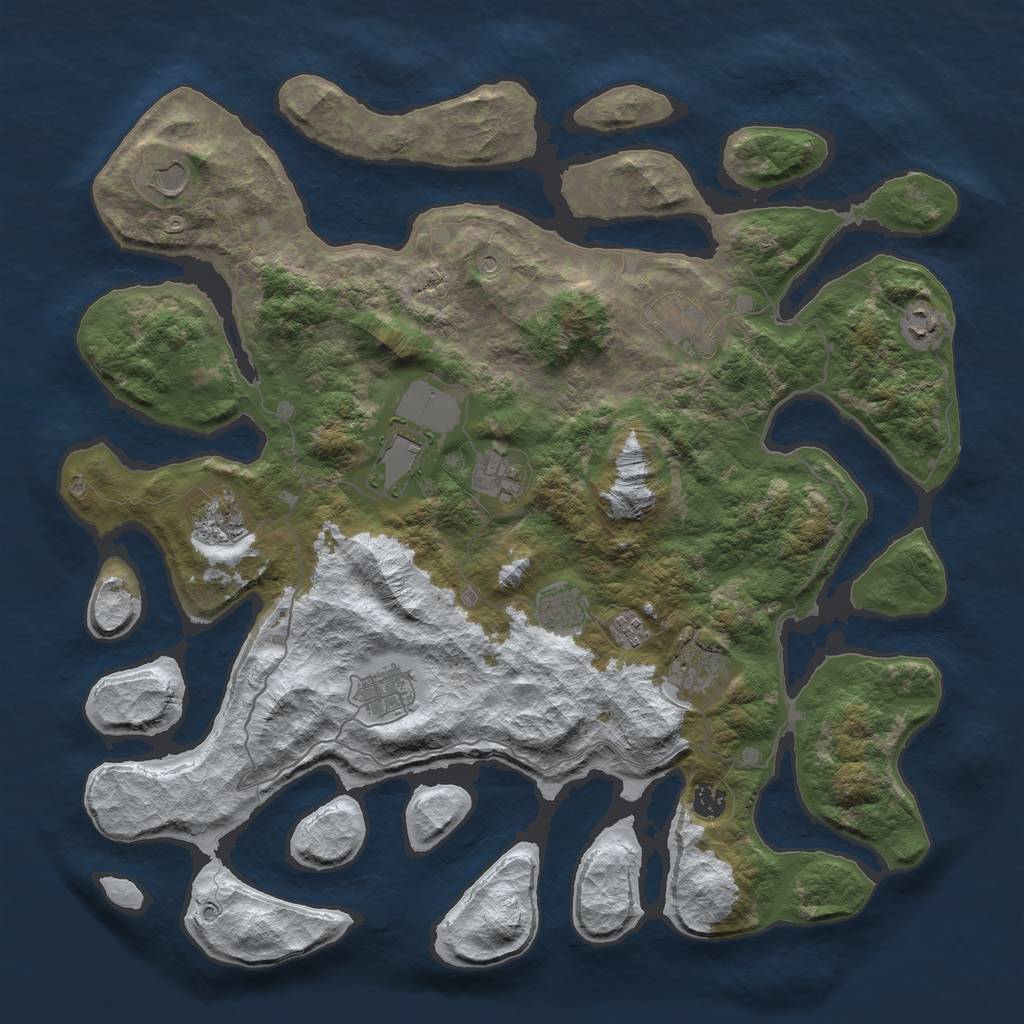 Rust Map: Barren, Size: 4500, Seed: 6184938, 14 Monuments