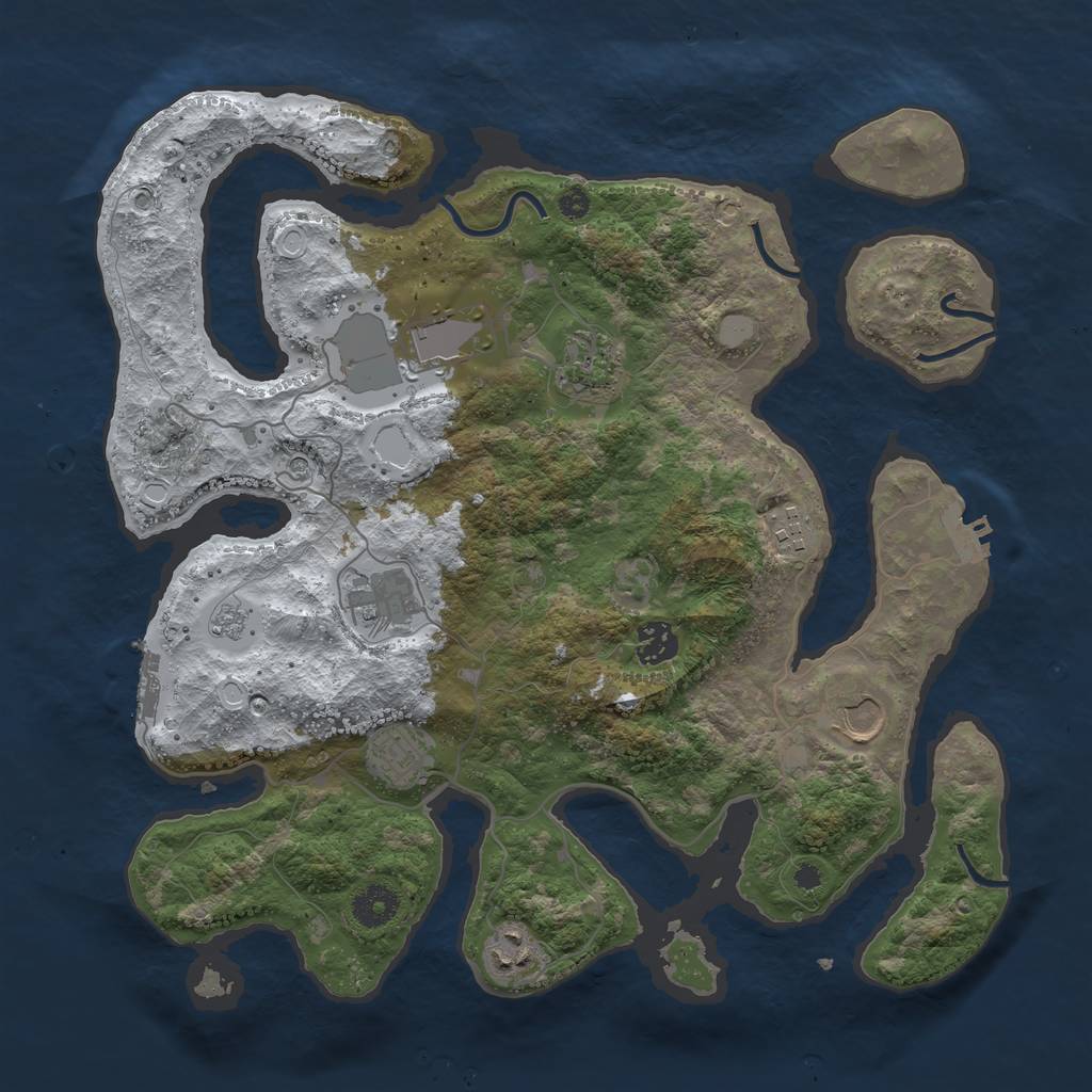 Rust Map: Procedural Map, Size: 3700, Seed: 262044, 17 Monuments