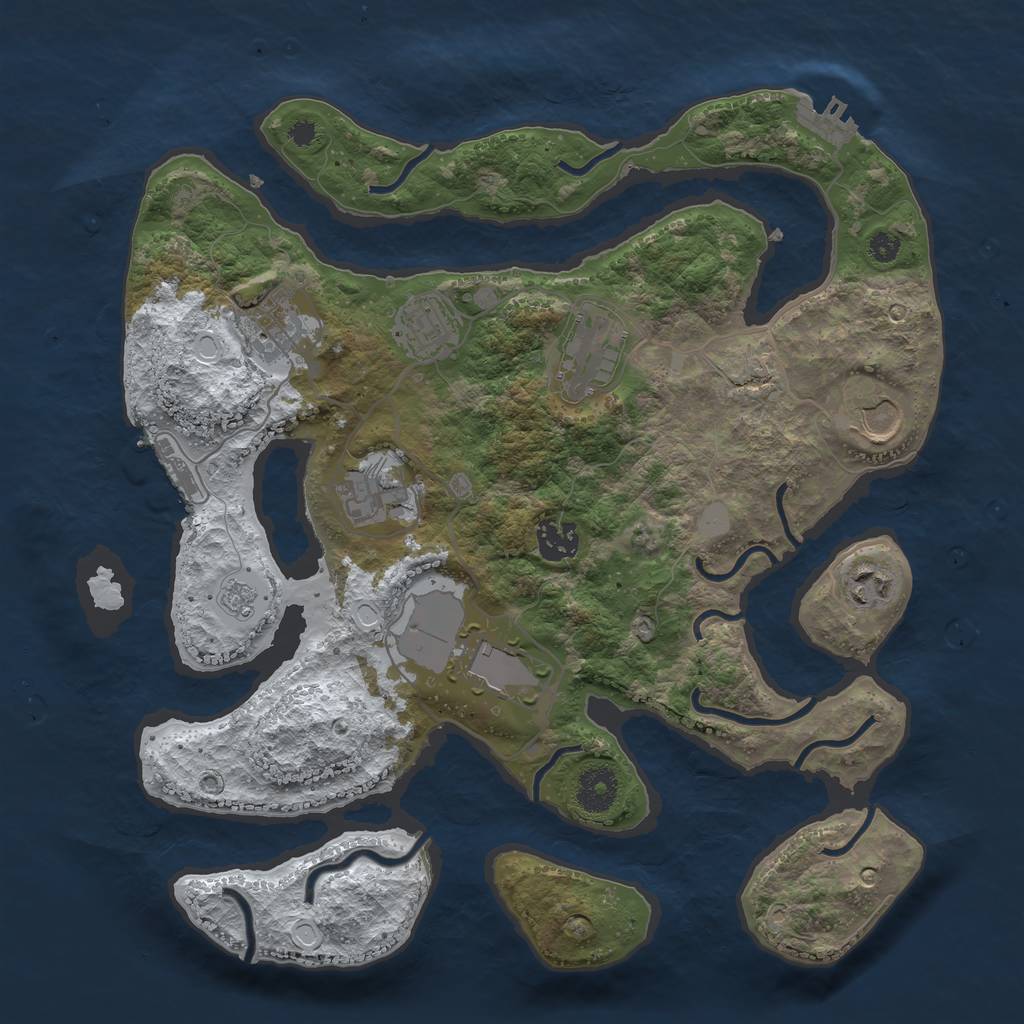 Rust Map: Procedural Map, Size: 3500, Seed: 2832466, 16 Monuments