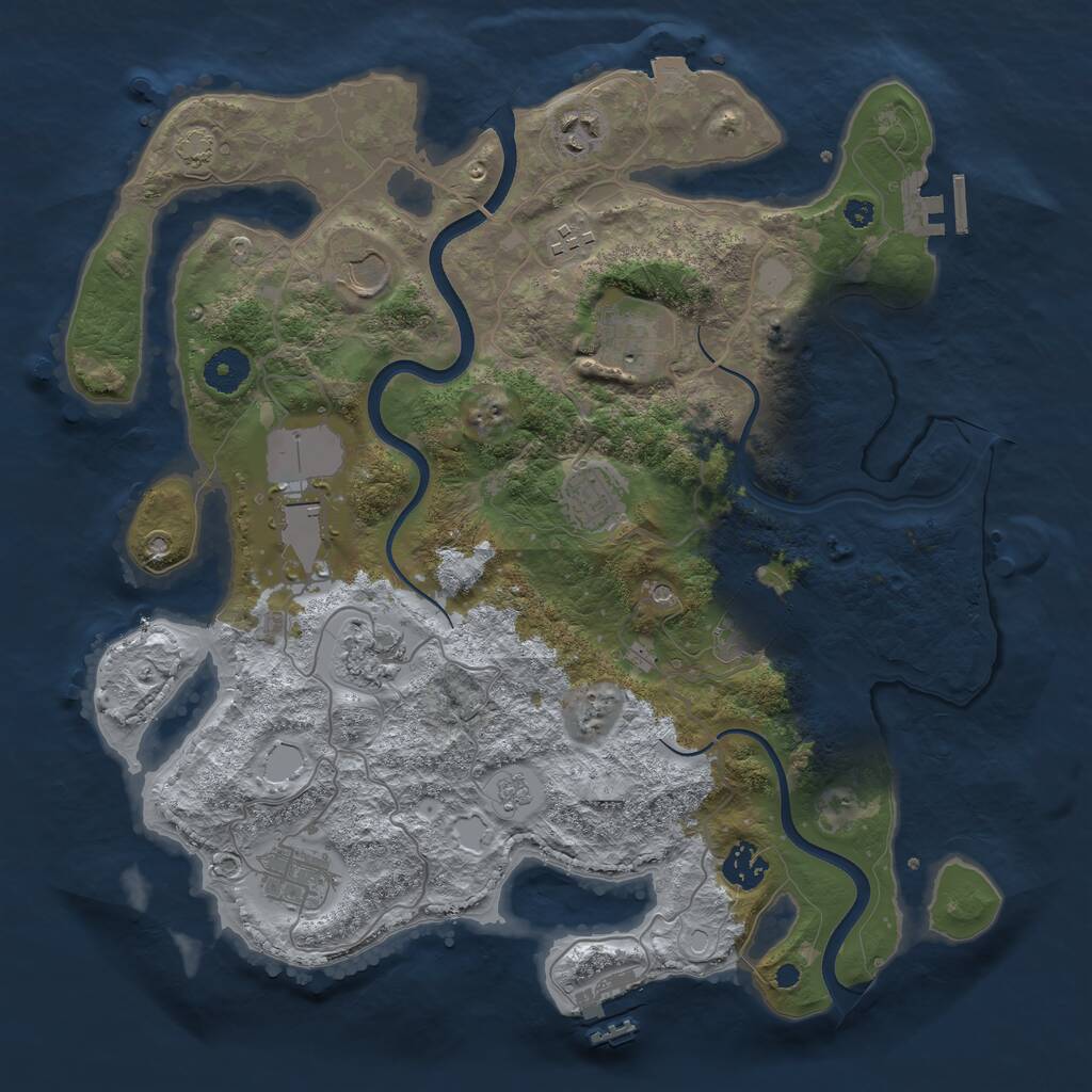 Rust Map: Procedural Map, Size: 3700, Seed: 3218255, 16 Monuments