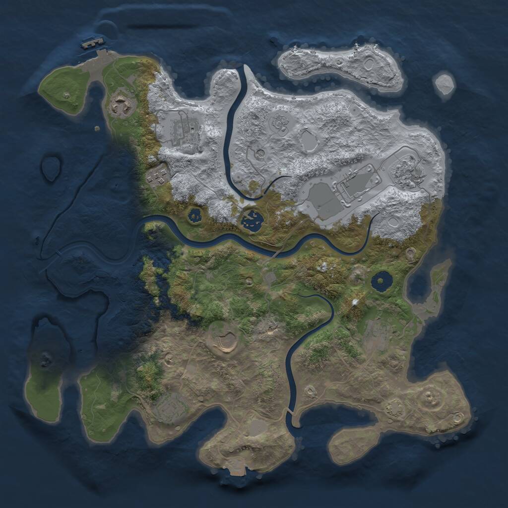 Rust Map: Procedural Map, Size: 3700, Seed: 482510, 14 Monuments