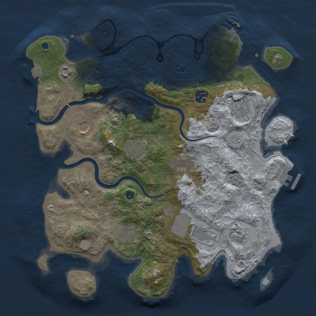 Rust Map: Procedural Map, Size: 3700, Seed: 1307591, 16 Monuments