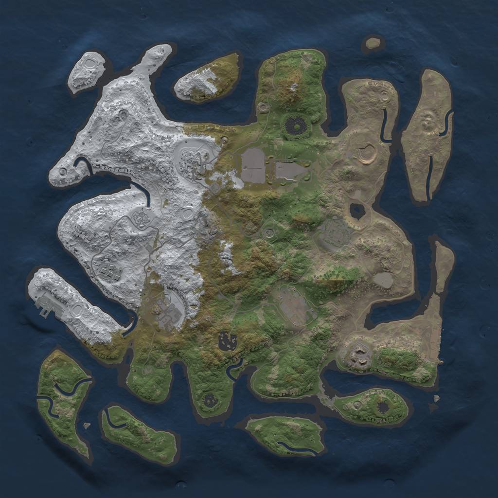 Rust Map: Procedural Map, Size: 3700, Seed: 2342168, 18 Monuments