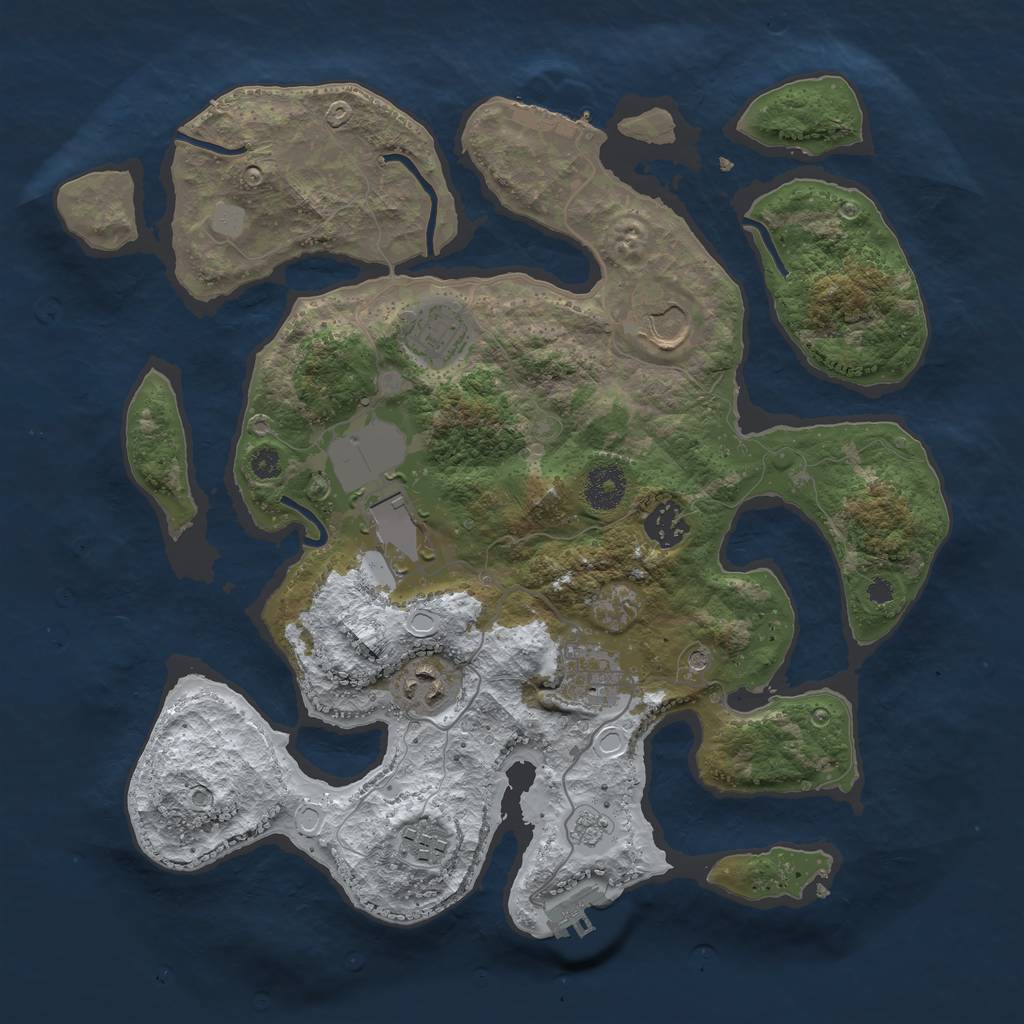 Rust Map: Procedural Map, Size: 3500, Seed: 853724, 16 Monuments