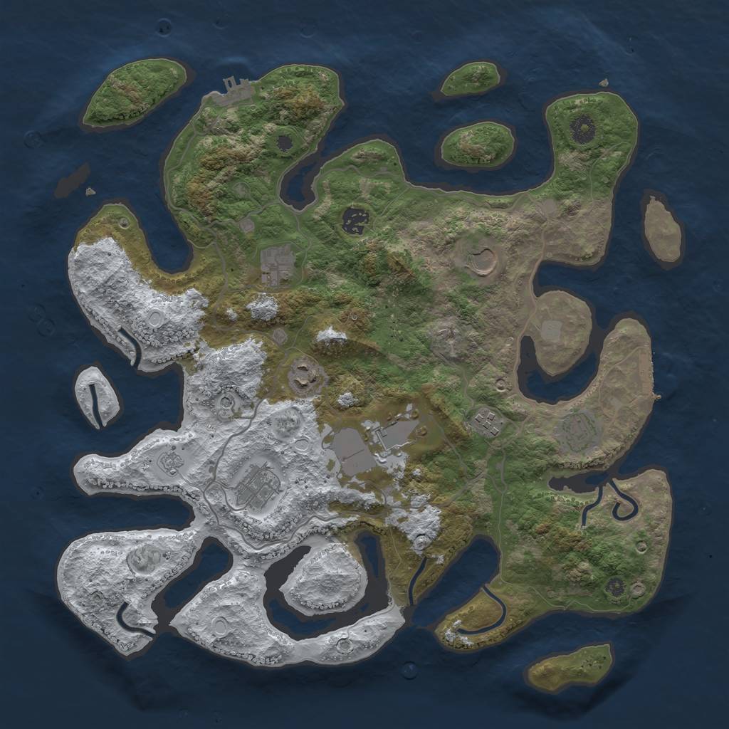 Rust Map: Procedural Map, Size: 4000, Seed: 38454471, 17 Monuments