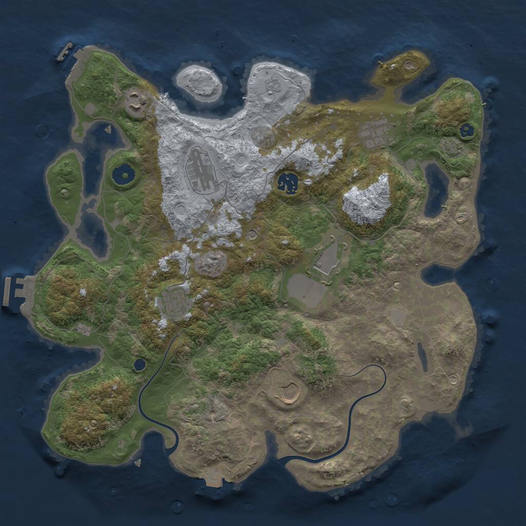 Rust Map: Procedural Map, Size: 3700, Seed: 3750424, 13 Monuments