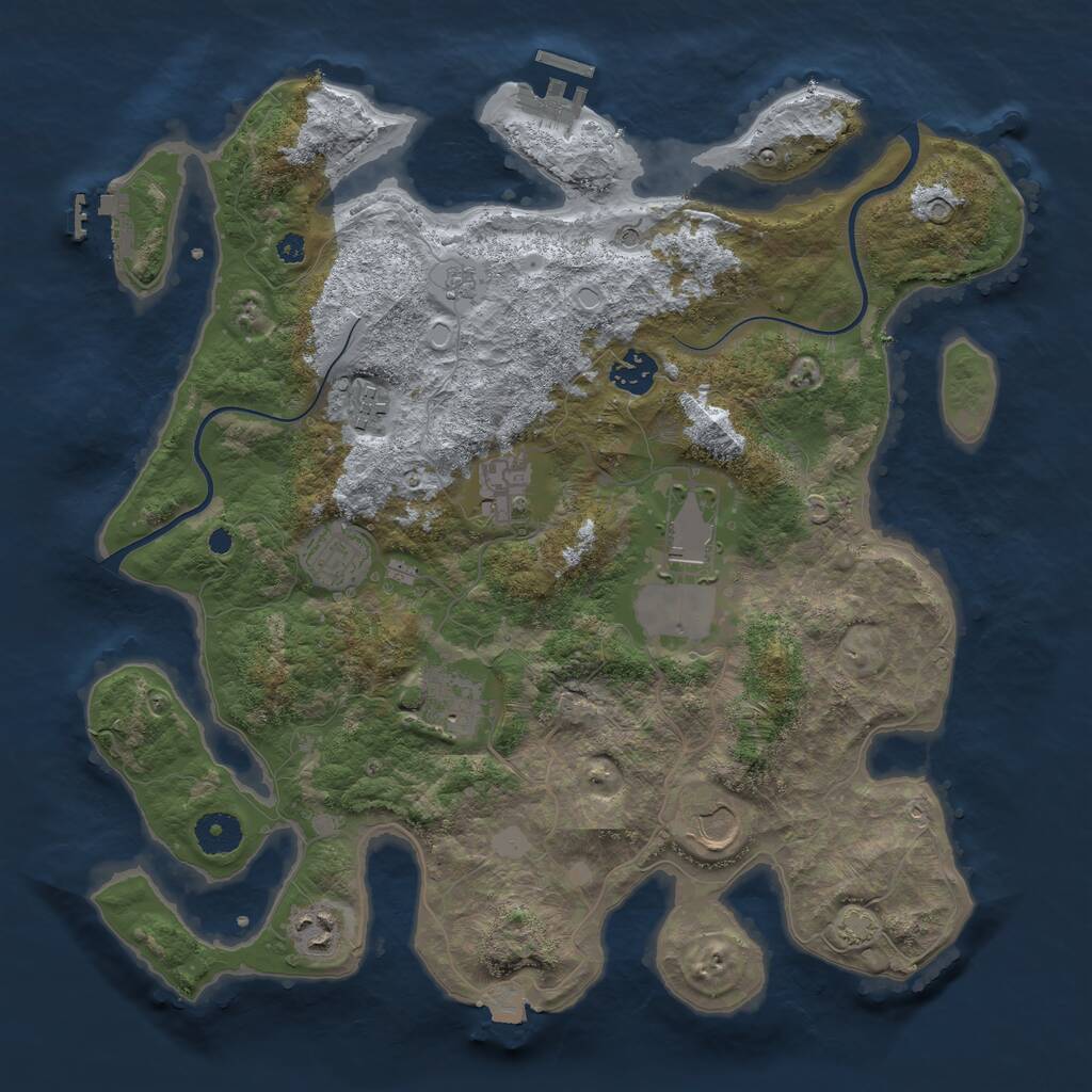 Rust Map: Procedural Map, Size: 3700, Seed: 474830, 14 Monuments