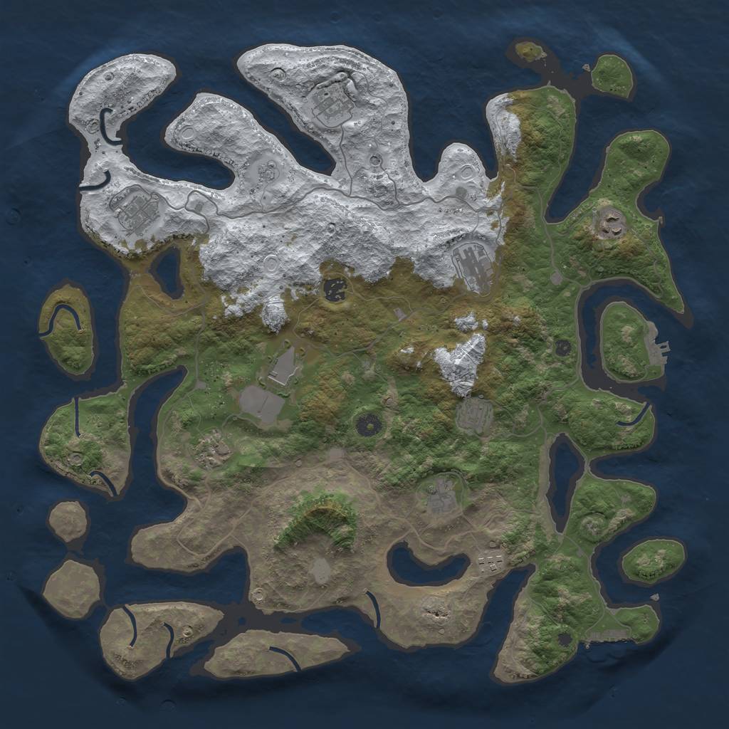 Rust Map: Procedural Map, Size: 4500, Seed: 1252458990, 19 Monuments