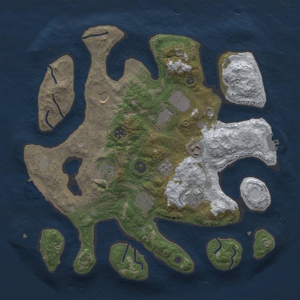 Rust Map: Procedural Map, Size: 3700, Seed: 1464052, 17 Monuments