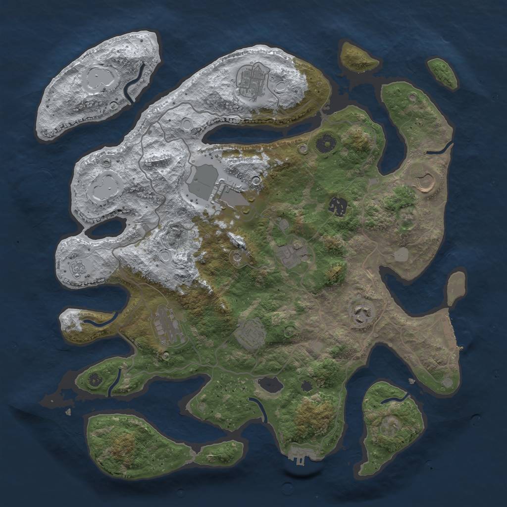 Rust Map: Procedural Map, Size: 4000, Seed: 648255, 17 Monuments