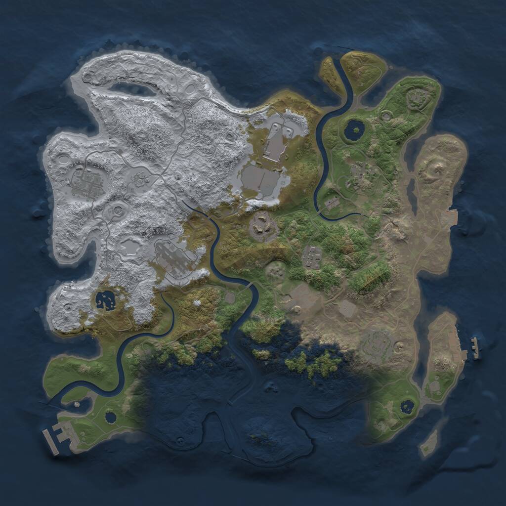 Rust Map: Procedural Map, Size: 3700, Seed: 4511989, 15 Monuments