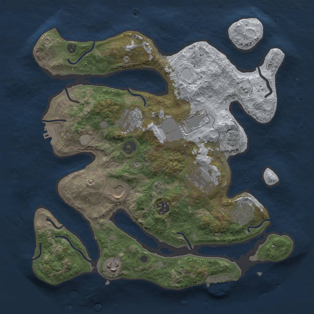 Rust Map: Procedural Map, Size: 3500, Seed: 1051601, 17 Monuments