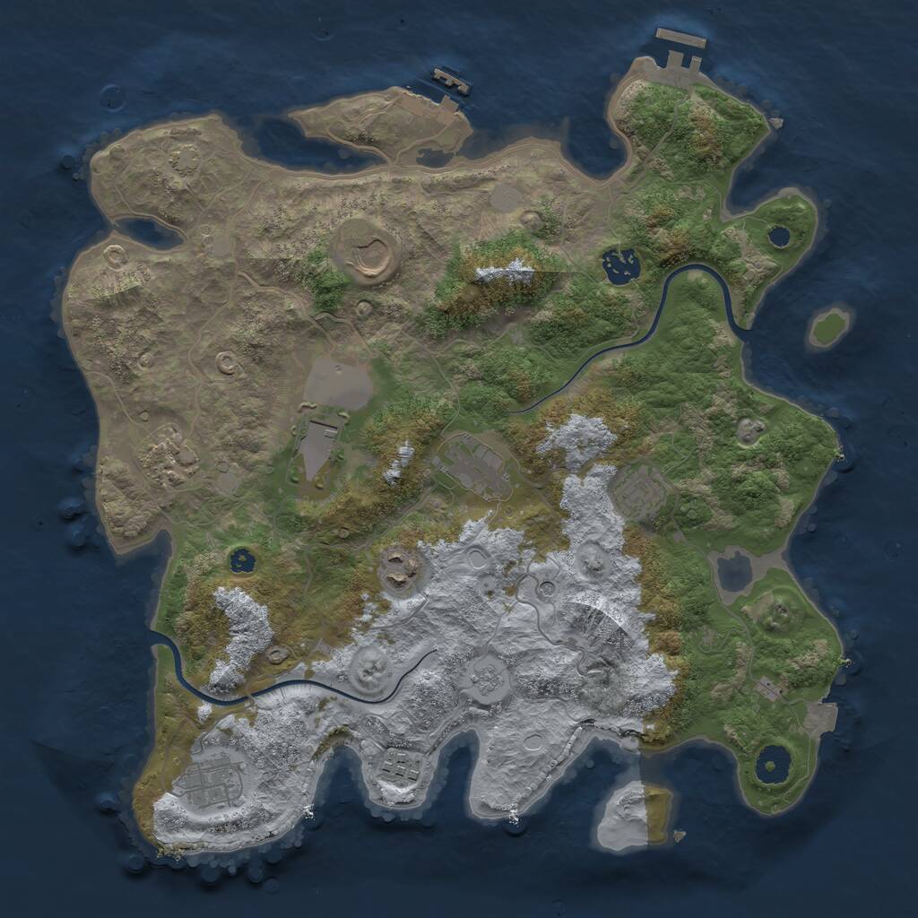 Rust Map: Procedural Map, Size: 3700, Seed: 3053789, 15 Monuments