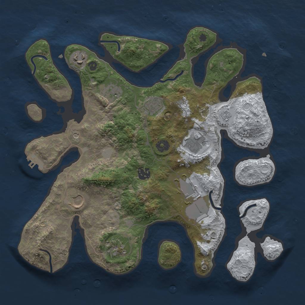 Rust Map: Procedural Map, Size: 3500, Seed: 3436949, 16 Monuments