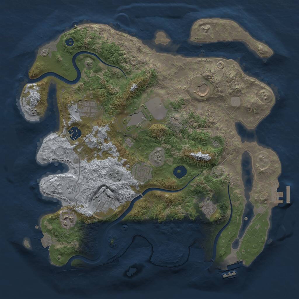Rust Map: Procedural Map, Size: 3500, Seed: 27955, 15 Monuments