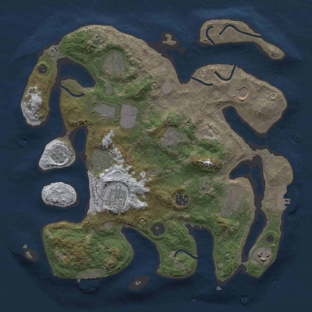 Rust Map: Procedural Map, Size: 3500, Seed: 27955, 18 Monuments