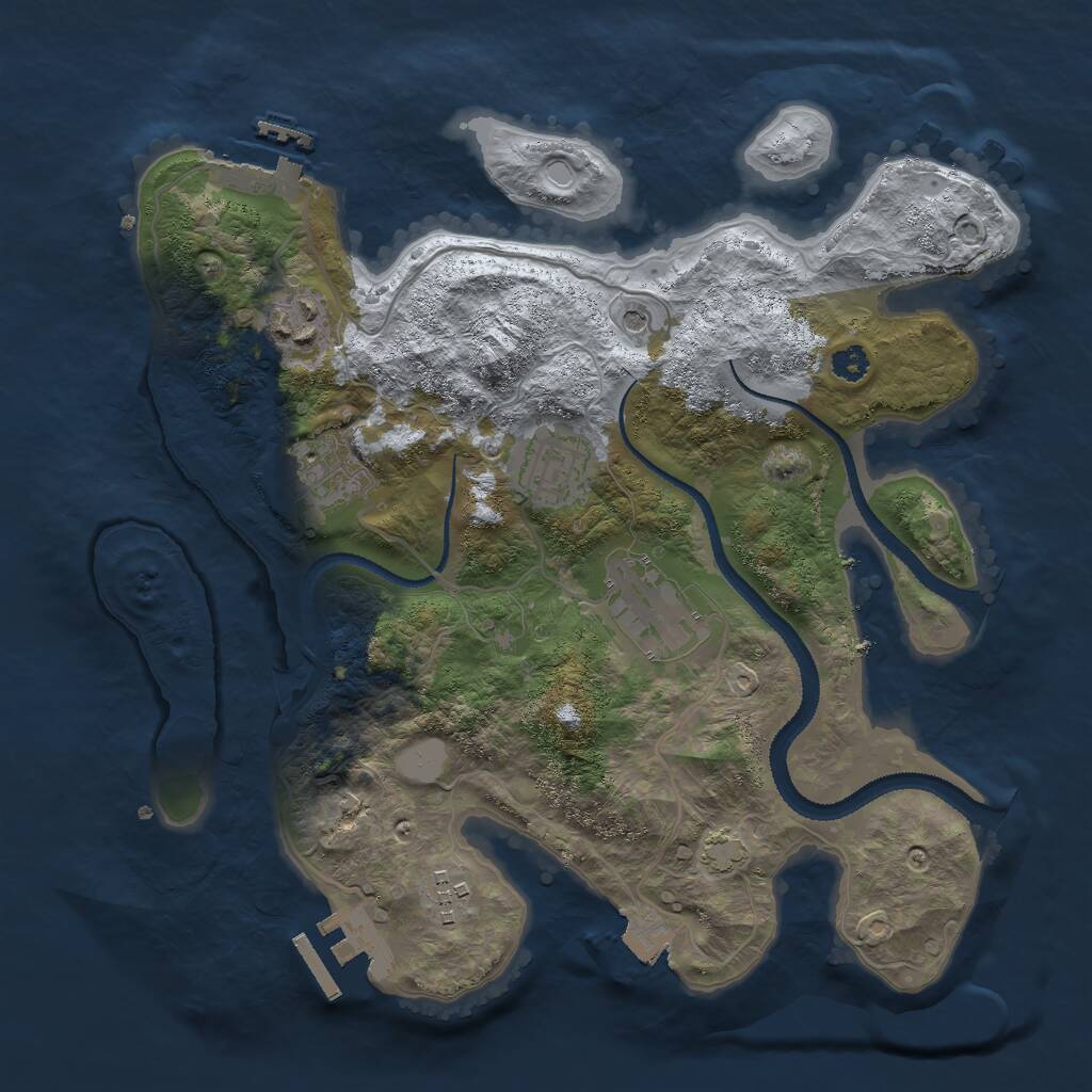 Rust Map: Procedural Map, Size: 3000, Seed: 93978645, 10 Monuments