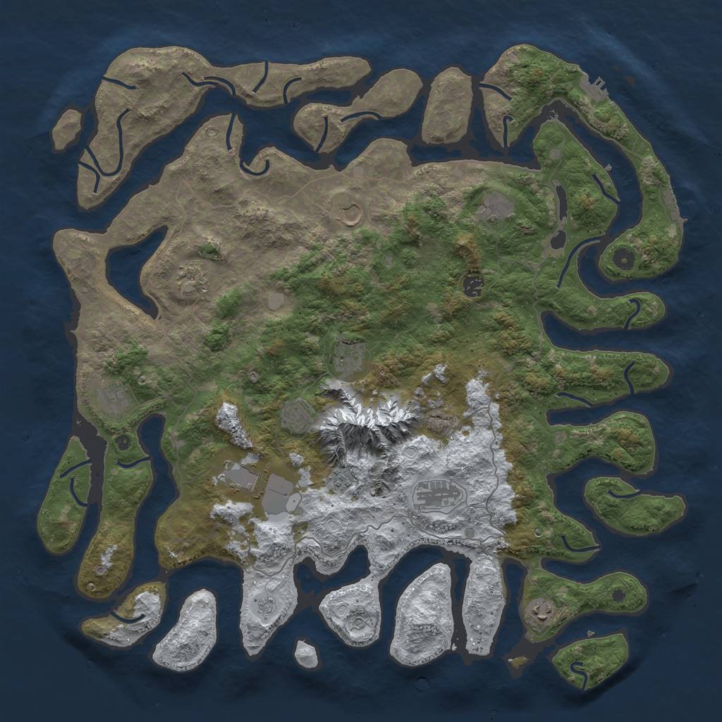 Rust Map: Procedural Map, Size: 5000, Seed: 9001, 20 Monuments