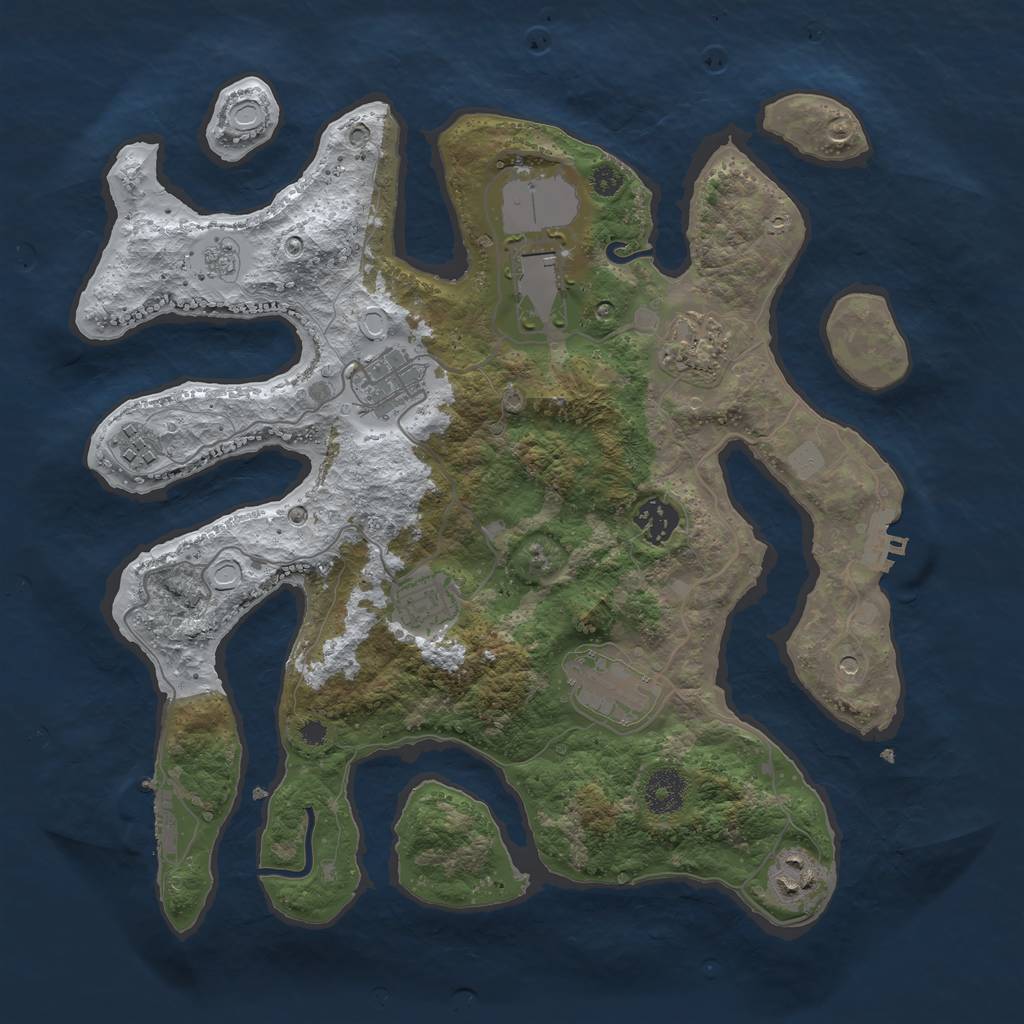 Rust Map: Procedural Map, Size: 3500, Seed: 1692620801, 17 Monuments
