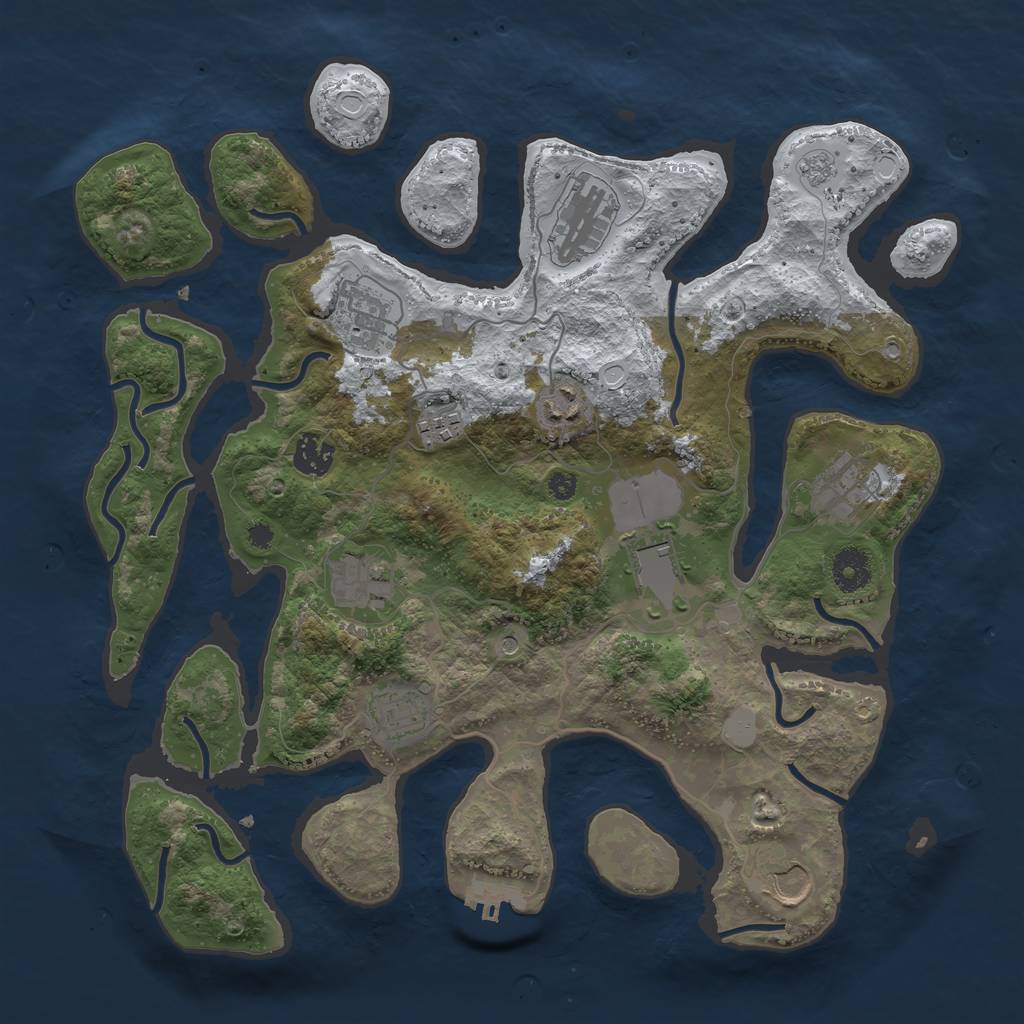 Rust Map: Procedural Map, Size: 3700, Seed: 3087605, 18 Monuments