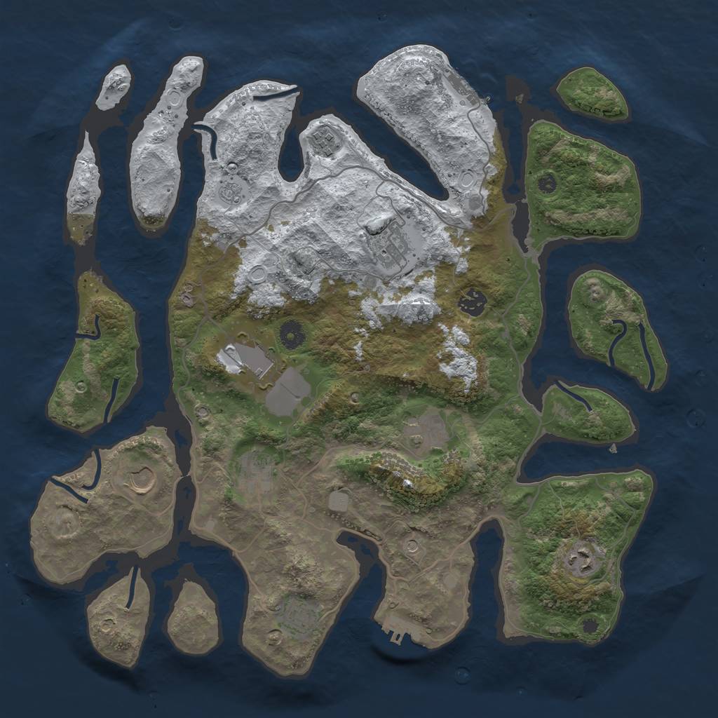 Rust Map: Procedural Map, Size: 4000, Seed: 7631, 18 Monuments