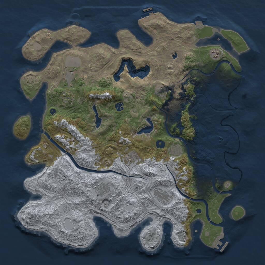 Rust Map: Procedural Map, Size: 4500, Seed: 328080, 16 Monuments