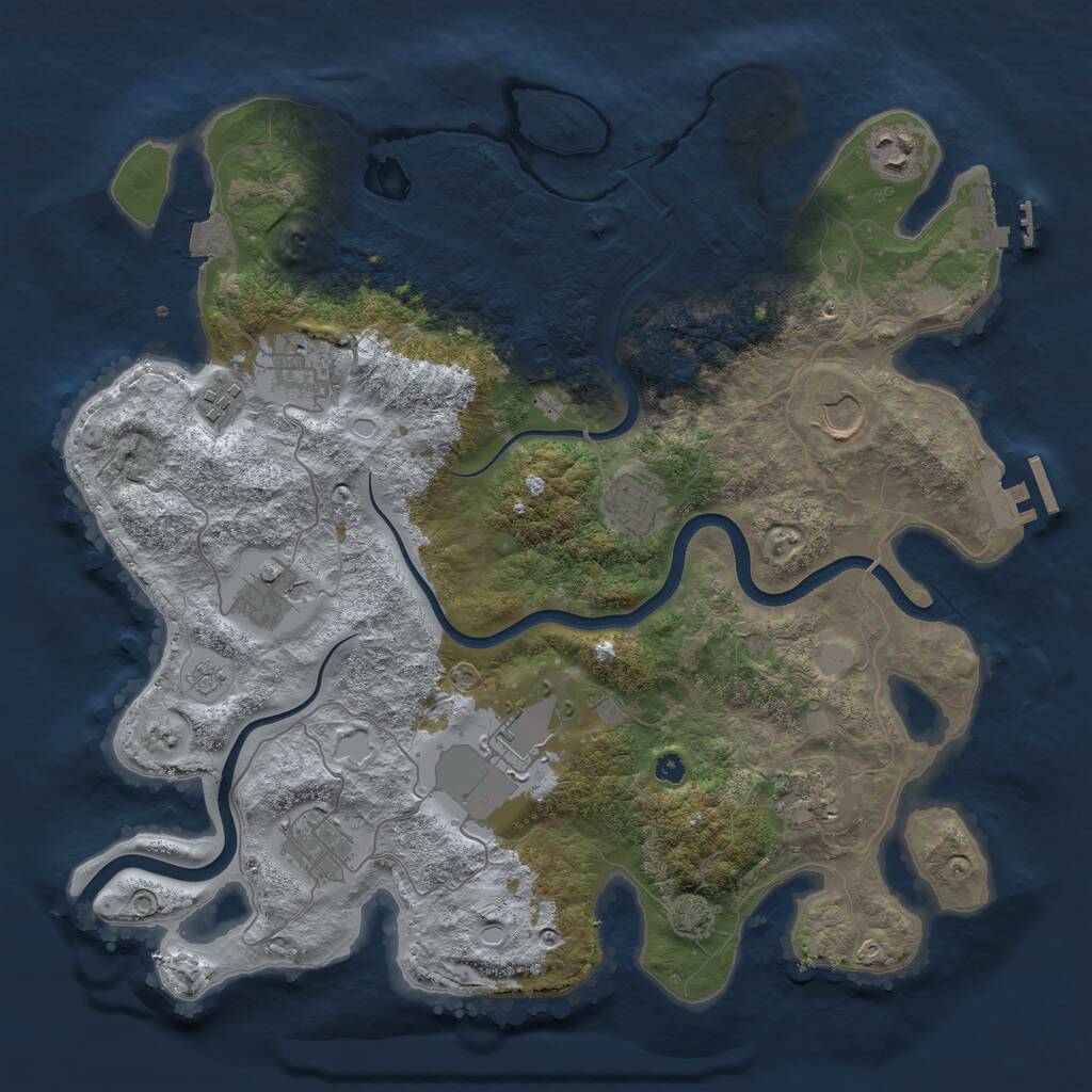 Rust Map: Procedural Map, Size: 3700, Seed: 3051593, 15 Monuments